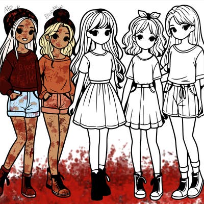 a group of five girls