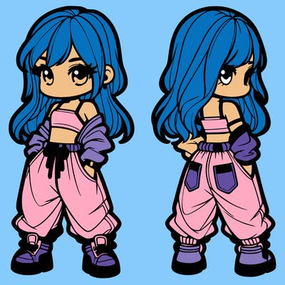 girl in crop top and baggy pants