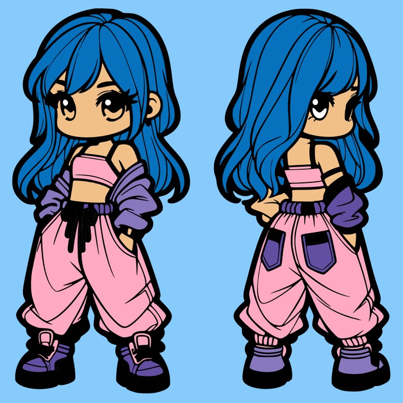 girl in crop top and baggy pants