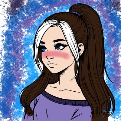 realistic girl with a high ponytail