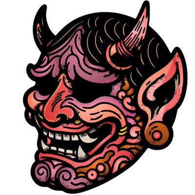 vintage japanese oni mask
