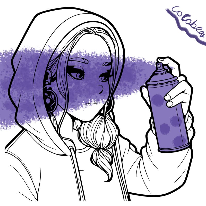 a realistic girl, spray painting