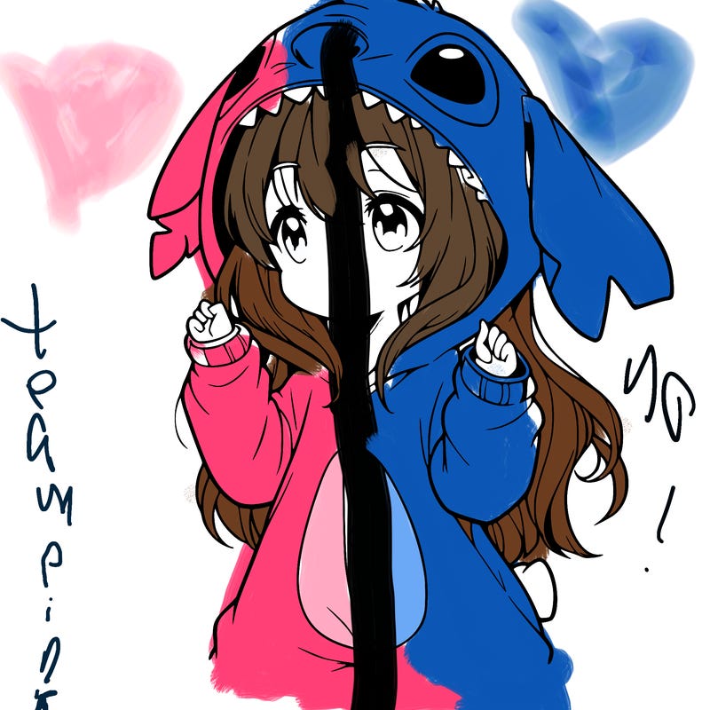 anime girl in a stitch onsie