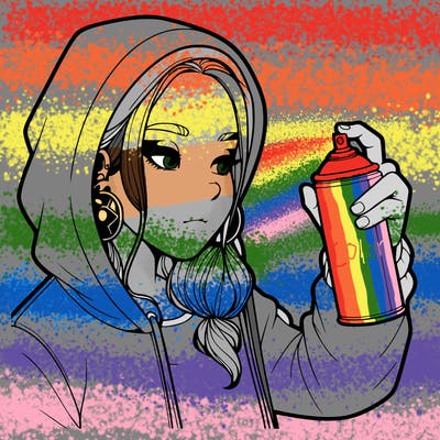 a realistic girl, spray painting