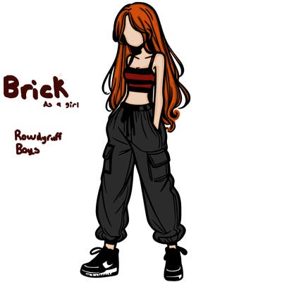 girl in baggy pants crop top and long hair