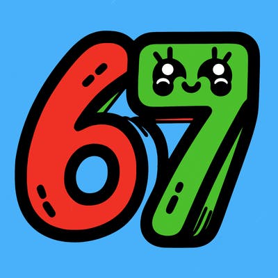 the numbers 67