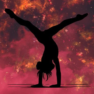 realistic gymnastic hand stand girl in four splits