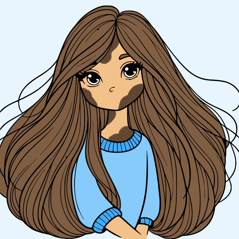 a girl with very long hair with freckles