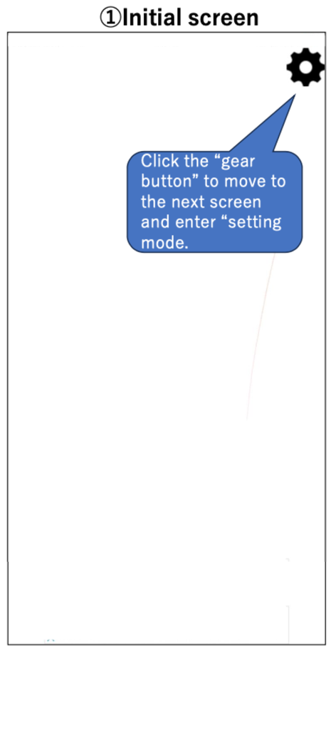 TracingMat - Initial screen of the TracingMat app showing a tutorial bubble pointing to the settings gear icon