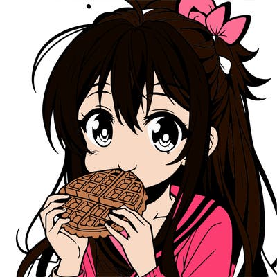 anime eating waffle
