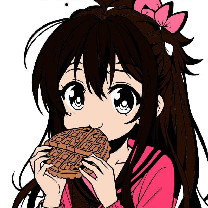 anime eating waffle