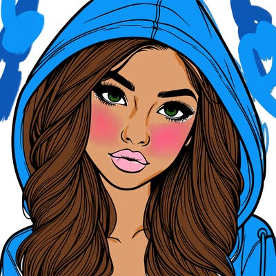 realistic beautiful girl with a hood on