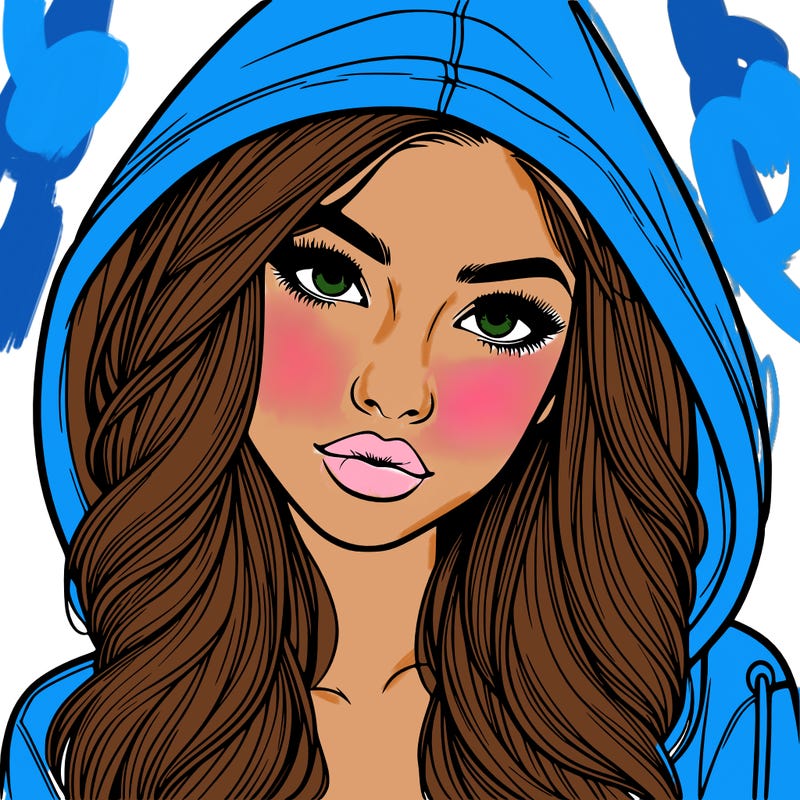 realistic beautiful girl with a hood on