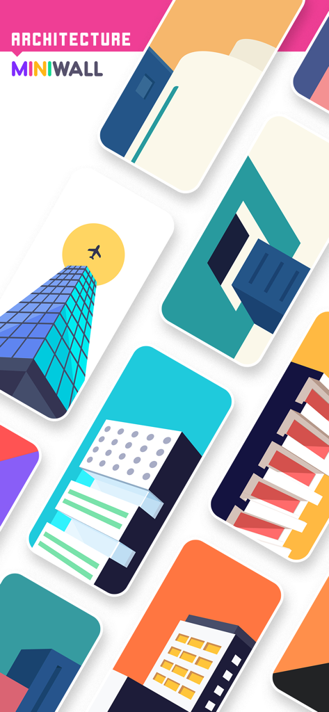 MiniWall Wallpapers - A collection of minimalist architecture themed wallpapers with clean vector designs in the MiniWall app