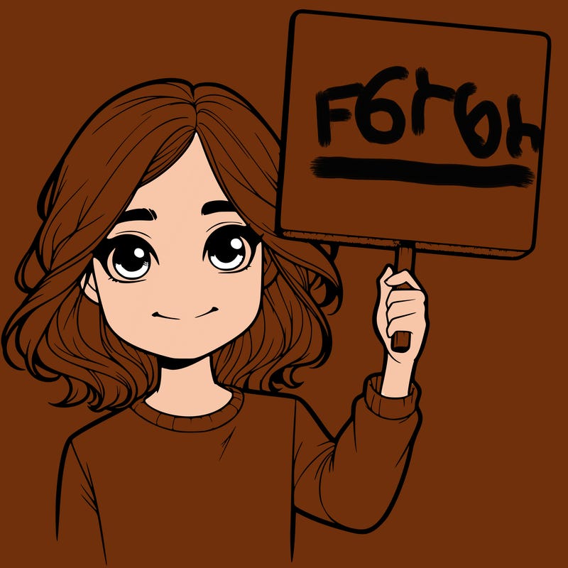 realistic girl holding up a sign