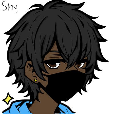 manga emo boy with hair covering one eye with a mask over his mouth