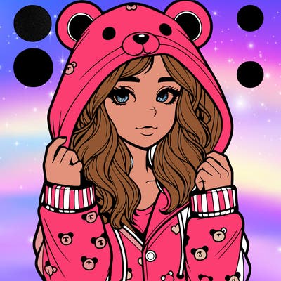 realistic girl in a animal pjs hoodie