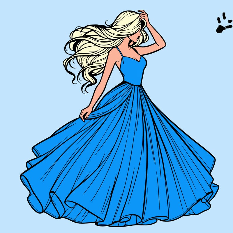 realistic woman with dress flowing in the wind