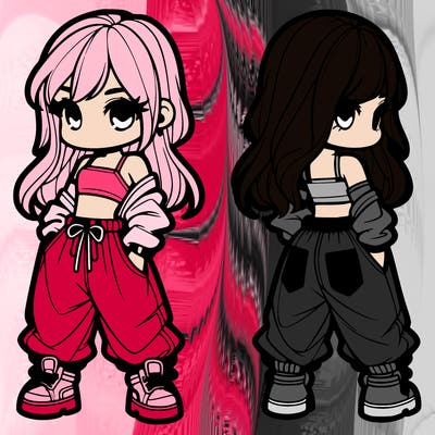 girl in crop top and baggy pants