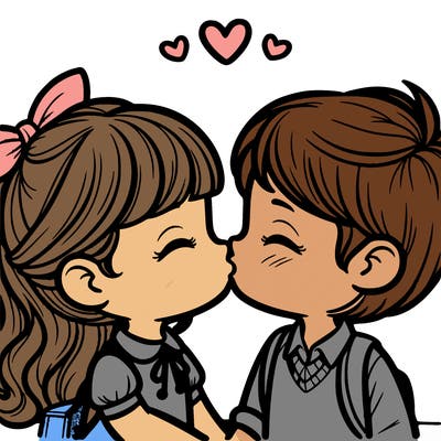 boy and girl kissing