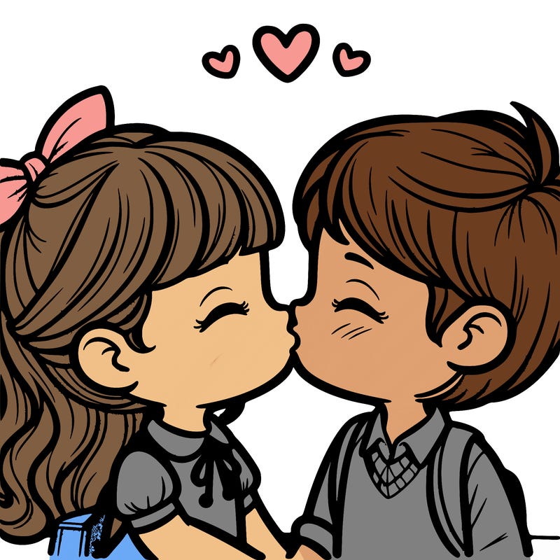 boy and girl kissing