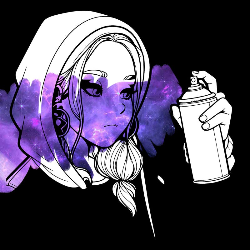 a realistic girl, spray painting