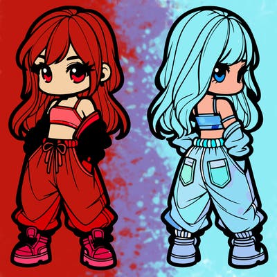 girl in crop top and baggy pants