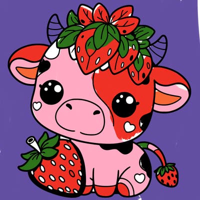 cute strawberry cow