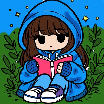 girl in oversized hoodie reading a book