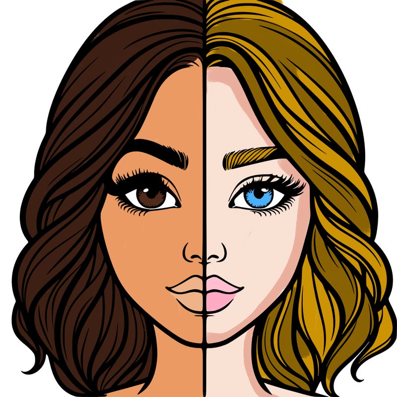 realistic girl split half