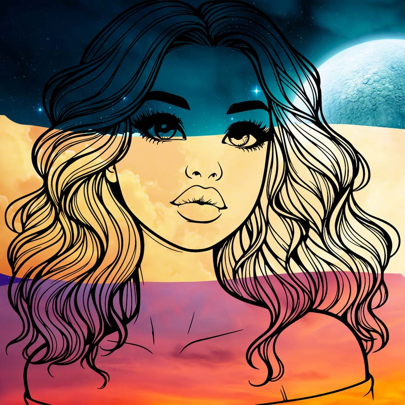 realistic girl with wavy hair and lips