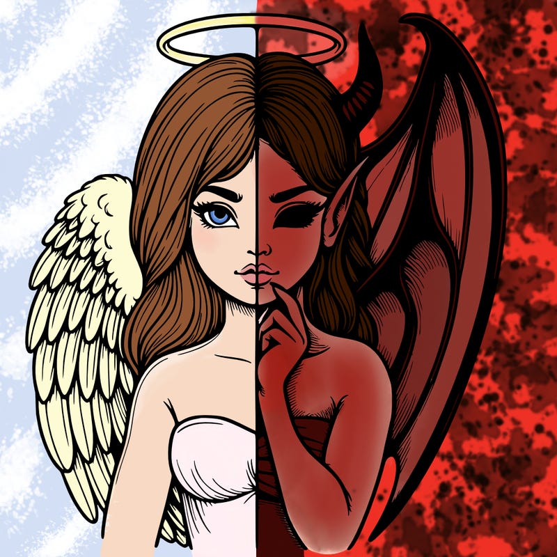 realistic angel half demon