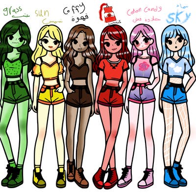 a group of girls wearing crop tops and shorts