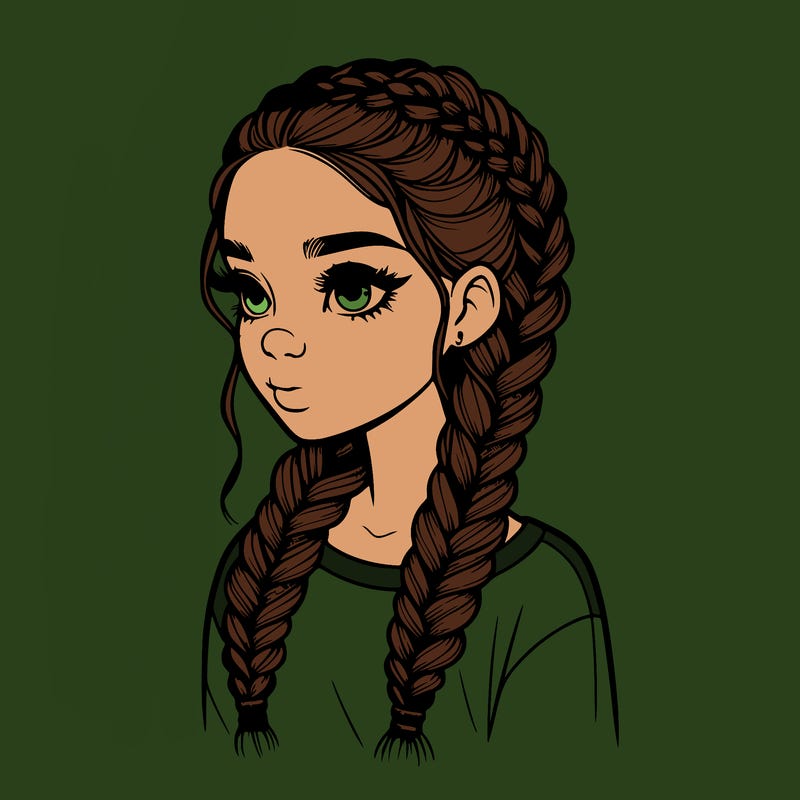 realistic girl with braids