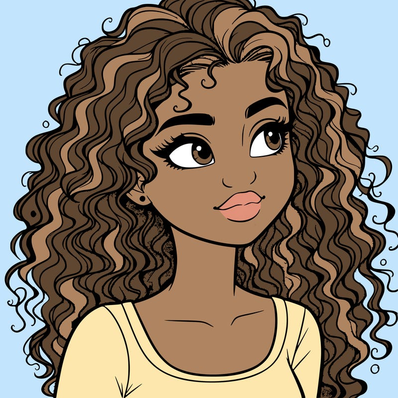 realistic girl with curly hair