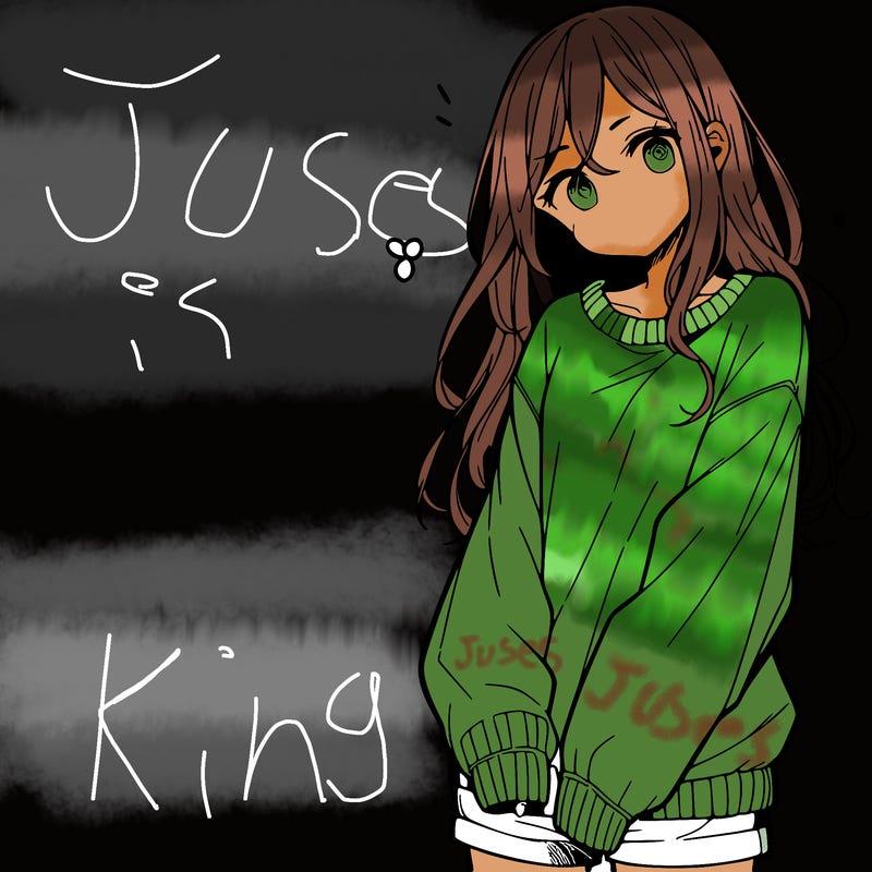 manga teen girl  in a sweater and baggy pants