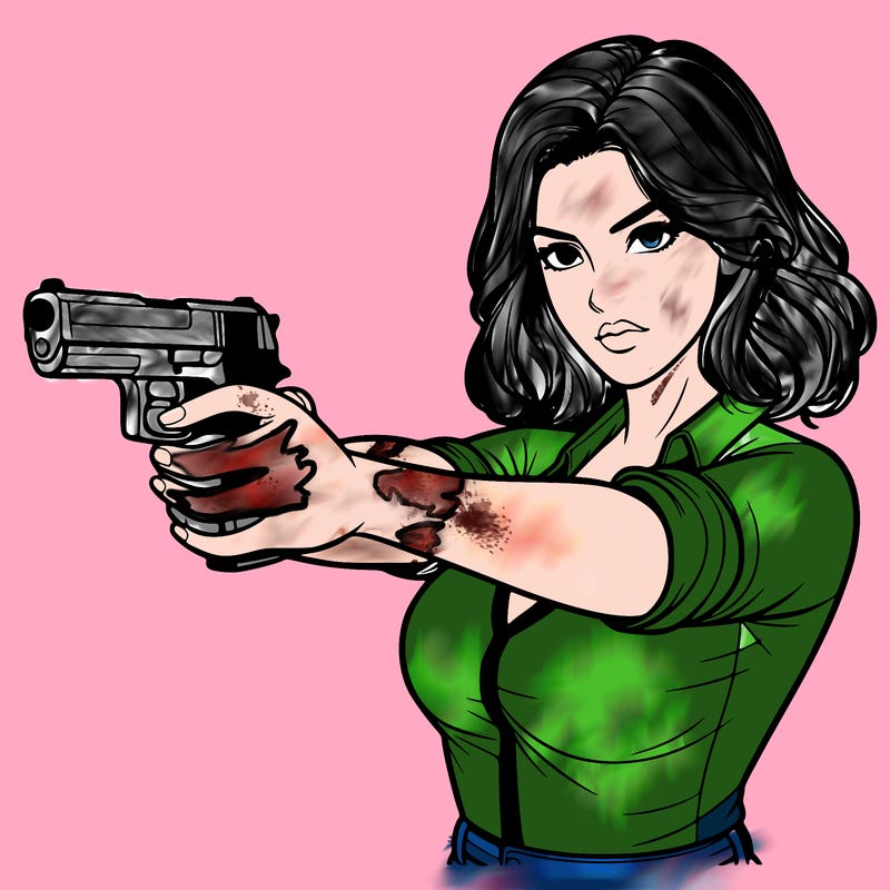 realistic women pointing a gun