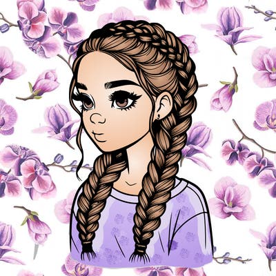 realistic girl with braids