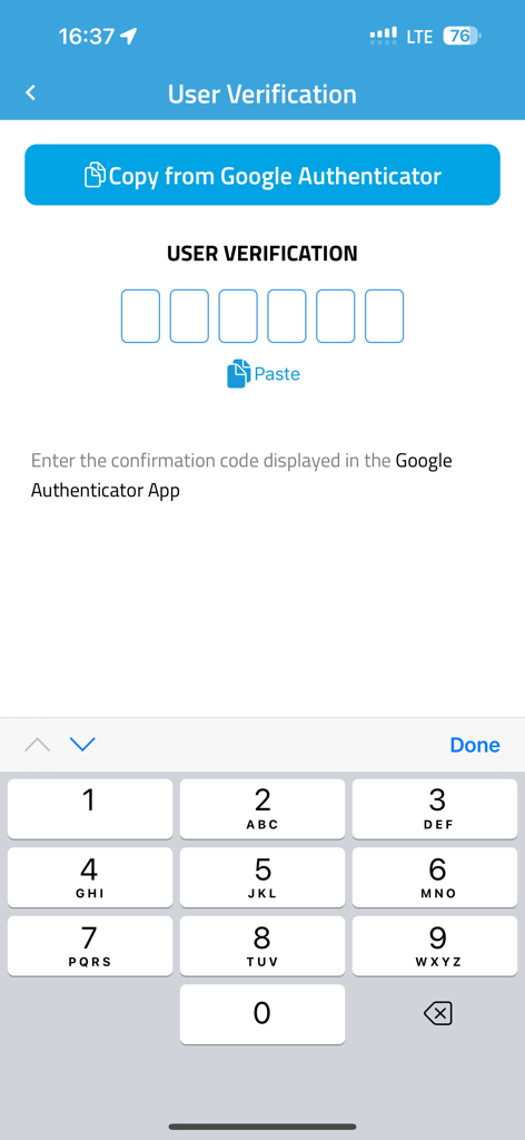 JN Bank LIVE Personal - User verification screen for JN Bank LIVE Personal app featuring Google Authenticator code entry and numeric keypad.