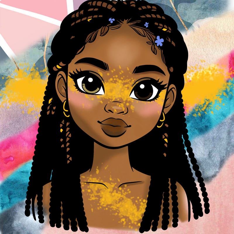 a realistic black girl with braids