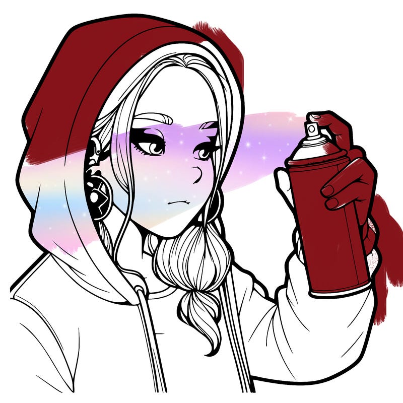 a realistic girl, spray painting