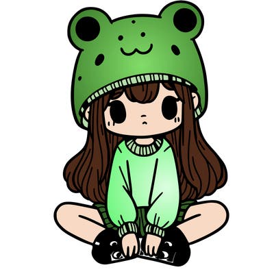 a girl wearing a frog hat and some frog socks
