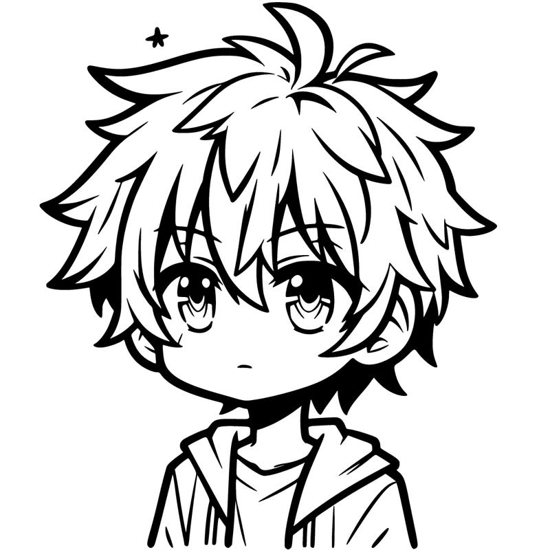 cute anime boy with mesy hair