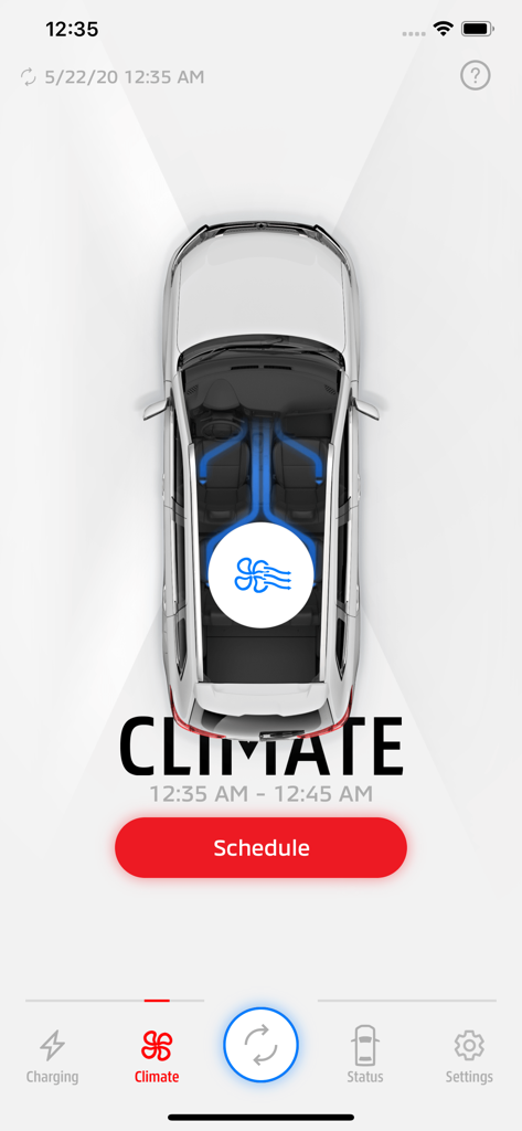 OUTLANDER PHEV Remote Ctrl - Écran de planification de la climatisation de l'application Mitsubishi Outlander PHEV Remote Control