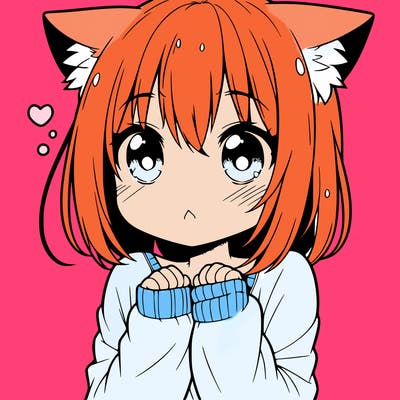 shy anime catgirl