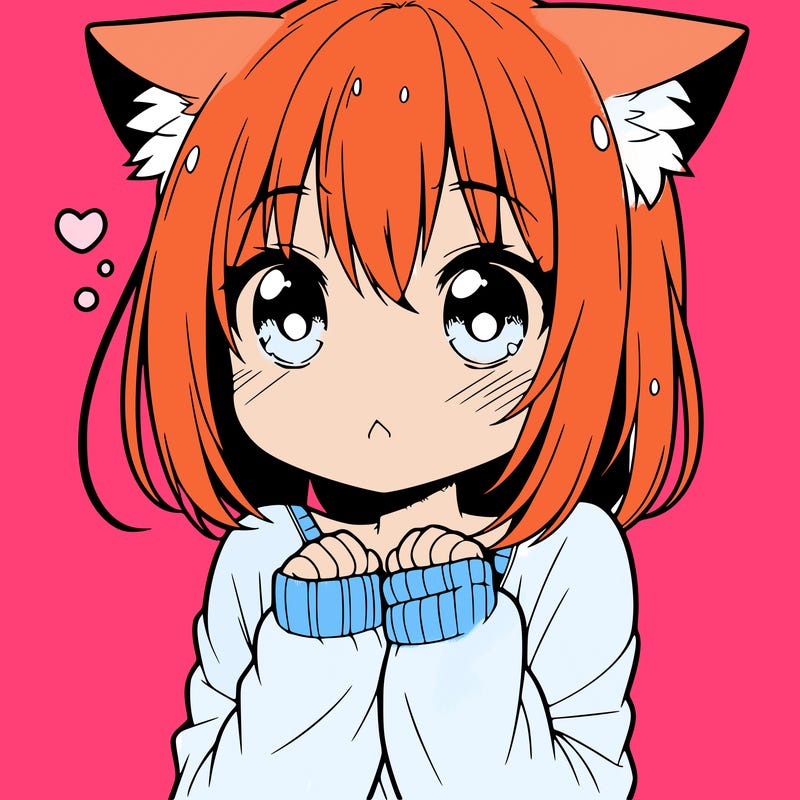 shy anime catgirl