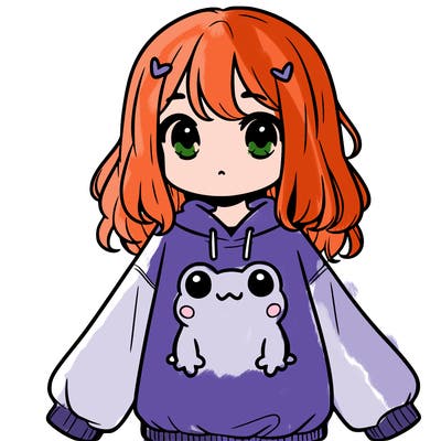 girl wearing frogging sweatshirt