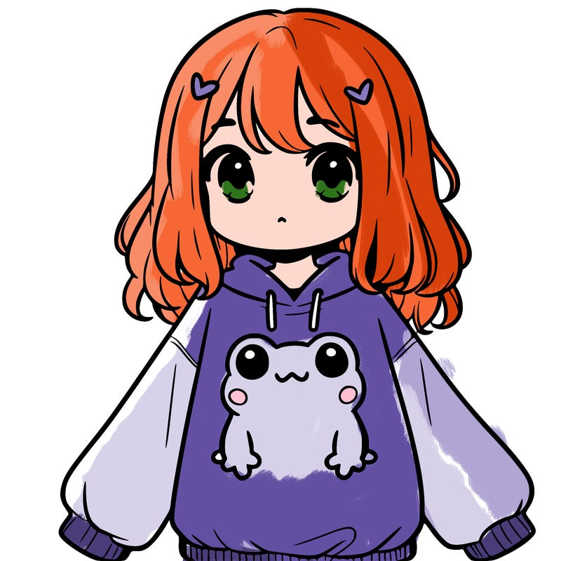girl wearing frogging sweatshirt