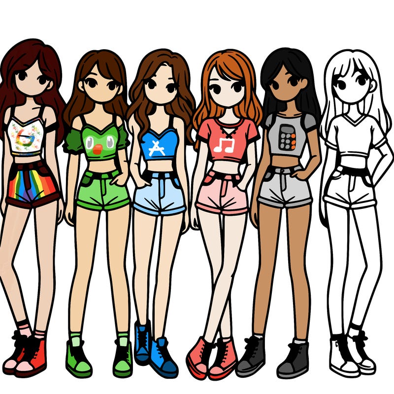 a group of girls wearing crop tops and shorts