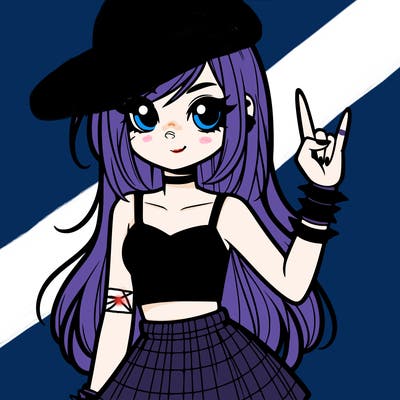 pretty emo girl in rock crop top and skirt